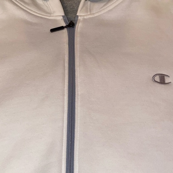 CHAMPION Y2K Heavyweight Hoodie Fleece Jacket in White & Gray Size 2XL - Picture 2 of 5